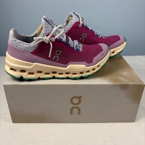 On Running Women’s Cloudultra Pink and Gray Rhubarb and Ray Sneakers Size 6